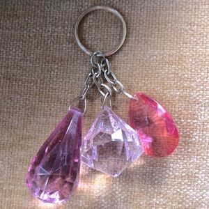 Pink Prism Bead Keyring